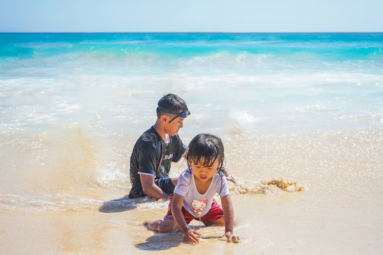 children at beach